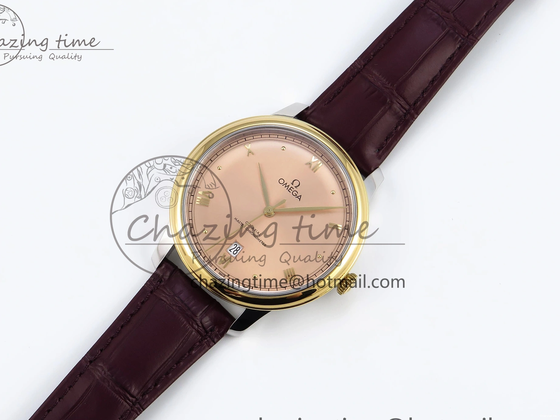 0201 De Ville Date YG MKF 1:1 Best Edition Brown Dial Roman Marker on Brown Leather Strap A OdorResistant 7751